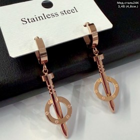 Сережки мед.сталь24К 10527 (4,8см)